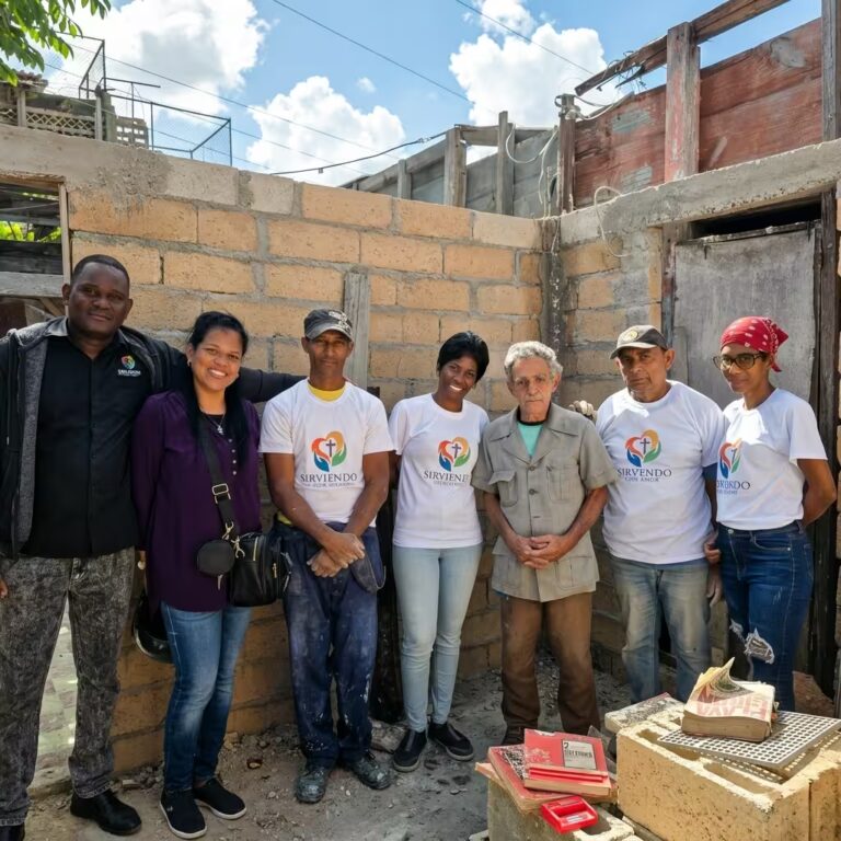 Equipo de voluntarios en proyecto social comunitario